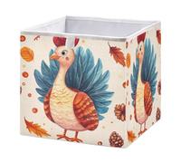 GuoChe Open Home Storage Bins Foldable Cube Organizer Bins Kids Room Organization Thanksgiving Watercolor Turkey Letters Pattern