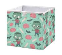 GuoChe Open Home Storage Bins Foldable Fabric Storage Boxes Kids Room Organization Halloween Pattern Zombie Theme
