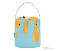 GuoChe Orange Drip Design on Light Blue Yarn Storage Knitting Project Bags with Holes Storage Bags for Knitting Needle Crocheting Accessories