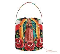 GuoChe Our Lady De Guadalupe Virgin Mary Mexican Flag Yarn Storage Craft Organizers Storage Portable Storage Bag for Knitting Needles Knitting Organizer