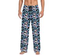 GuoChe Pajama Pants for Men Funky Skull Mens Pajama Bottoms Lounge Pants S