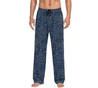 GuoChe Pajama Pants for Men Taditional Navy Blue Paisley Mens Pajama Bottoms Lounge Pants L