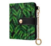 GuoChe Palm Leaf Pattern Ladies Folding Coin Wallet Fancy PU Leather Folding Wallet for Girls Women Ladies