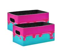 GuoChe Pastel Drip Design on Light Blue Fabric Storage Baskets 2 Pack Organizer Bins for Organizing Shelves, Closet, Wardrobe