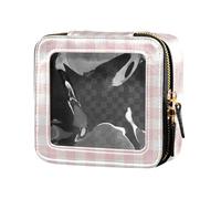 GuoChe Peach White Buffalo Plaid Waterproof Clear Makeup Bag Travel Bags for Toiletries Leather Cosmetic Bag for Traveling, multi, One Size, Colorful
