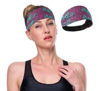 GuoChe Pink and Green Leopard Print111 Non-Slip Thick Headbands Elastic Sweatband for Athletic Sports Washing Face Tennis Tennis