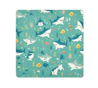 GuoChe Portable Makeup Organizer Bag Cloth Cute Animals Sea Teal Green Jewelry Organizer Wrap Camera Lens Cloth Wrapper For Organization 21.7 X 21.7, cute animals sea teal green, 21.7x21.7in, Art Deco