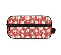 GuoChe Portable Toiletry Bag All-in-One Storage PU Leather Handle Makeup/Shaving/Toiletry Storage Christmas Santa Red