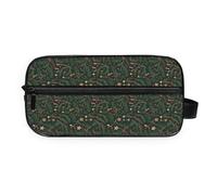 GuoChe Portable Toiletry Bag All-in-One Storage PU Leather Handle Makeup/Shaving/Toiletry Storage Christmas Green Red Brown Pine Mushroom Berry