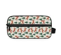 GuoChe Portable Toiletry Bag Hanging Design durables Twill Fabric for Women & Men Christmas Beige Red Fox Tree Snowflake
