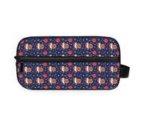 GuoChe Portable Toiletry Bag Hanging Design durables Twill Fabric Makeup/Shaving/Toiletry Storage Christmas Navy Reindeer Snowflake Bauble
