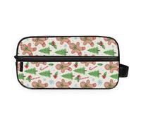 GuoChe Portable Toiletry Bag Lightweight Full Printed Design for Business Trip Light Green Christmas Tree and Gingerbread Man Pattern