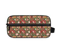 GuoChe Portable Toiletry Bag Lightweight Full Printed Design for Business Trip Santa & Gingerbread Christmas Pattern