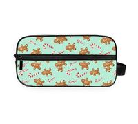 GuoChe Portable Toiletry Bag Multi-compartment durables Twill Fabric for Travel Gingerbread Man Candy Cane Christmas Pattern