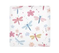 GuoChe Portable Travel Pouchs Cloth Colorful Dragonflies Flowers White Cosmetic Organizer Wrap Camera Lens Cloth Wrapper For Organization 13.8 X 13.8, colorful Dragonflies flowers white98,