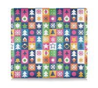 GuoChe Premium Leather Auto Registration Insurance & ID Card Holder Men Women Auto Truck Comparment Accessories Case for any Car, Truck, Motorcycle, Trailer or Boat Colorful Christmas Icon Grid