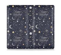 GuoChe Premium Leather Car Registration and Insurance Card Holder Men Women Car Essentials for ID, Driver's License, Key Contact Information Cards Happy Holidays Celestial Pattern