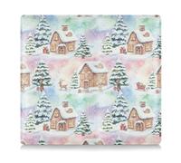 GuoChe Premium Leather Car Registration and Insurance Card Holder Men Women vehicle Glove Box Organizer for ID, Driver's License, Key Contact Information Cards Watercolor Snowy Village Christmas