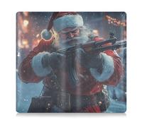 GuoChe Premium Leather Car Registration and Insurance Holder Men Women Car Essentials for Documents, Cards, License Santa Shooting Rifle in Snowy Scene