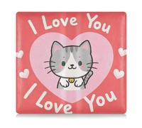 GuoChe Premium Leather Car Registration & Insurance Card Holder Men Women Essential Wallet Case for Documents, Cards, License I Love Your Valentine Cartoon Cat