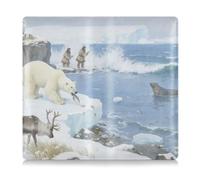 GuoChe Premium Leather Registration and Insurance Card Holder Men Women Car Essentials for Driver Auto Owners Trailer Motorcycle Boat Polar Bear Ice Art