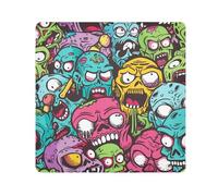 GuoChe Protective Make Up Bag Pouchs Cloth Colorful Cartoon Zombie Graffiti Travel Make Up Organizer Wrap Camera Lens Cloth Wrapper Organizer Bags For Women 21.7 X 21.7, colorful cartoon zombie