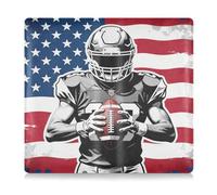 GuoChe Pu Leather Car Registration and Insurance Card Holder Men Women Document Wallet for Essential Document, Driver License, Cards Grunge Us Flag with Usa Football Player