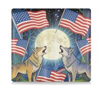 GuoChe Pu Leather Car Registration and Insurance Card Holder Men Women Document Wallet for Essential Document, Driver License, Cards Wolf 4th Of July Usa Flag Howling Wolves under Moon