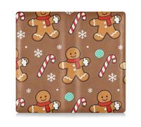 GuoChe Pu Leather Registration and Insurance Card Holder Men Women Car Essentials for any Car, Truck, Motorcycle, Trailer or Boat Gingerbread Man & Candy Cane Brown Pattern