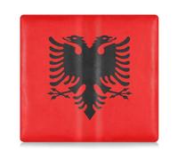 GuoChe Pu Leather Registration and Insurance Card Holder Men Women Essential Car Wallet Case for Cards, Essential Document Driver License National Flag Of Albania