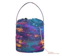 GuoChe Pumpkin - Filled Underwater World Crochet Tote Bag Yarn Carrier Bag Portable Crocheting Bag for Knitting Kit Storage Crochet