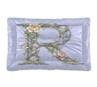 GuoChe Purple Floral Letter R Art Variation Washable Pet Bed Mat Non-Slip Soft Comfortable for Large Jumbo Medium Small Dogs 36" x 24"