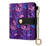 GuoChe Purple Floral Vine Pattern Ladies Premium Foldable Wallet Convenient PU Leather Wallet for Women Girls