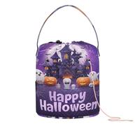 GuoChe Purple Halloween Castle Scene Crochet Tote Bag Knitting Project Bags Portable Storage Bags for Art Supply Knitting Supply