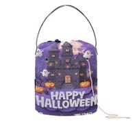 GuoChe Purple Halloween Castle (variant) Crochet Yarn Bag Travel Organizer Bag Portable Craft Bag for Travel Crochet Crochet Accessory