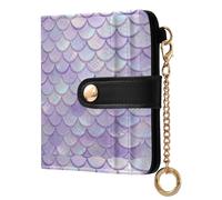 GuoChe Purple Mermaid Scales Pattern Ladies Bifold Wallet Convenient PU Leather Folding Wallet for Men Women Travel