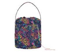 GuoChe Rainbow Glitter Leopard Crochet Storage Crochet Yarn Holder Portable Needle Storage for Art Supply Craft Organizer