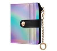 GuoChe Rainbow Gradient Digital File Ladies PU Leather Bifold Wallet Cute PU Leather Folding Wallet for Woman Girl