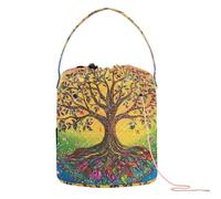GuoChe Rainbow Tree Of Life Art Yarn Bags Yarn Storage Tote Portable Crocheting Bag for Crochet Tools Knitting Project