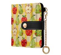 GuoChe Red Apples and Green Pears Pattern Women's Folding Card Wallet Waterproof PU Leather Wallet With Card Slots for Women