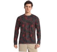 GuoChe Red Spider Web on Black Long Sleeves UPF 50+ Lightweight Round Neck Rash Guard Long Sleeve Summer, Red Spider Web on Black, Medium