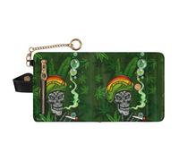GuoChe Reggae Skull Marijuana Leaf Bubble Art Women's Leather Folding Wallet Cute PU Leather Card Wallet for Woman Girl