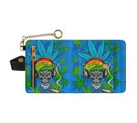 GuoChe Reggae Skull Marijuana Leaf Stay Cool Art Ladies Bifold Wallet Portable Premium PU Leather Wallet for Woman Girl