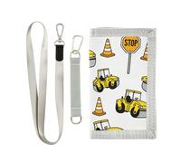 GuoChe Road Rollers and Stop Signs Trifold Fold Wallets for Credit Cards Trendy Casual Fold Wallets with Lanyard