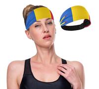 GuoChe Romania Flag Moisture Wicking Stretch Headbands for Women Stretchy Sweat Band for Women for Make Up Yoga Football Daily Use