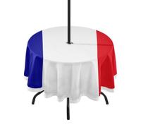 GuoChe Round Outdoor Tablecloth, 60 Inch Polyester Table Cover with Umbrella Hole & ZipperNational Flag of The Central African Republic