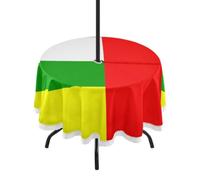 GuoChe Round Outdoor Tablecloth, 60 Inch Polyester Table Cover with Umbrella Hole & ZipperNational Flag of The Central African Republic