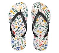 GuoChe Rubber flip flop for women soft Flip Flop Sandal for Shower Swimming Pool summer, Spring Wild Flowers White, XX-Large