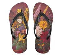 GuoChe Rubber flip flops cushion womens sandals for Shower Swimming Pool summer, Flower Bouquet Art Print, X-Large