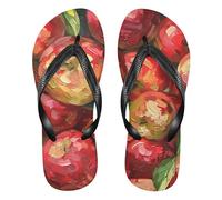 GuoChe Rubber flip flops for men comfortable womens flip for Shower Swimming Pool summer, Red Apples Oil Painting Pattern, XX-Large